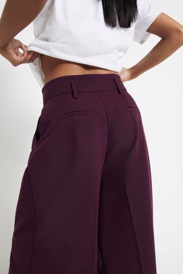Maroon wide leg trousers deals