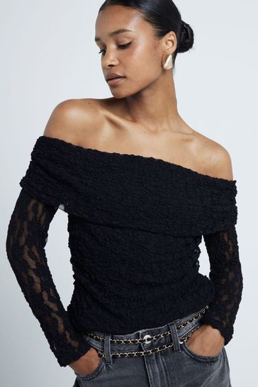 Lace bardot top outlet