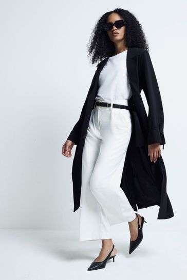 Buy River Island Black Lightweight Tie Cuff Duster Coat from Next Bahrain