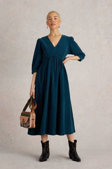 White Stuff Green Lucy Cord Dress