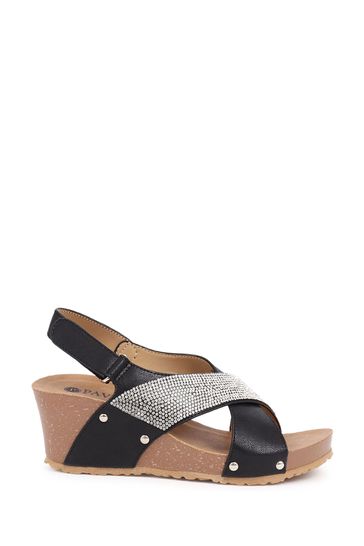 Pavers ladies black sandals deals