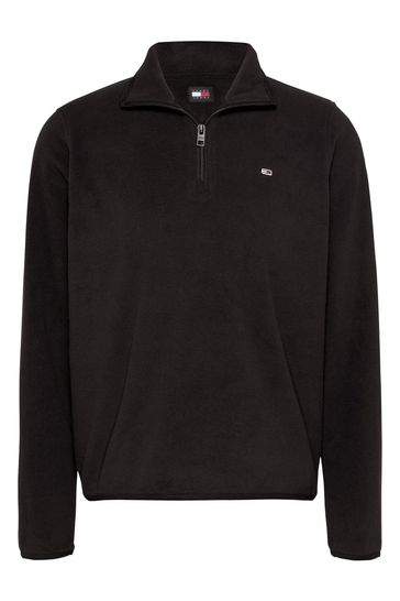 Buy Tommy Jeans Regular Fit Flag Polar 1 4 Zip Black Sweatshirt from Next Denmark