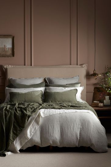 Buy Secret Linen Store Olive Green Sid Stripe 100 Linen Duvet Cover from Next Cyprus