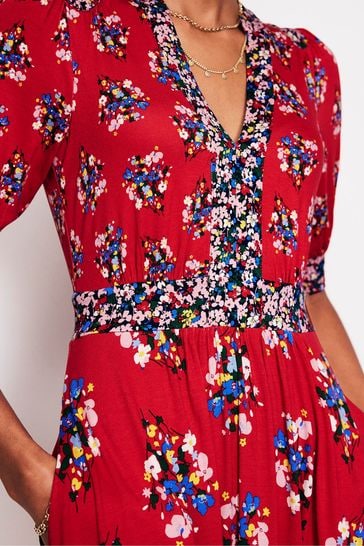 Buy Boden Red Lily Hotched Jersey Midi Dress from Next Denmark