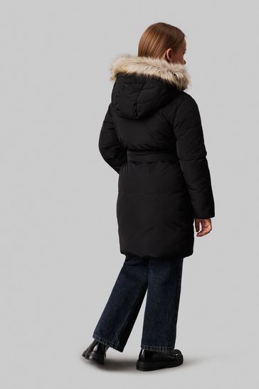 Buy Calvin Klein Black Classic Belted Faux Fur Coat from Next France