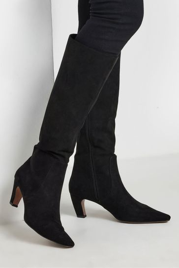 Kitten heel black knee high boots best sale