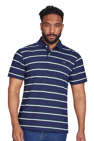 Buy Raging Bull Blue Triple Stripe Pique 100 Cotton Polo Shirt from Next Kuwait