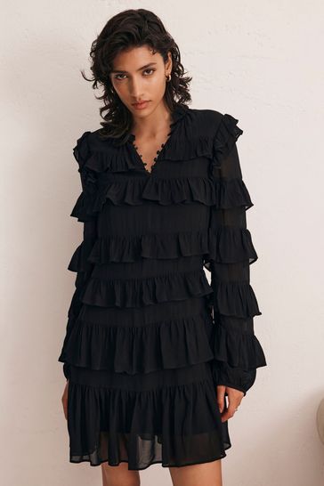 Buy Mint Velvet Ruffle Tiered Mini Dress from Next Bahrain