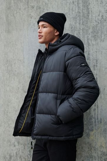 Flyers Mens Wide Baffle Puffer Black Jacket