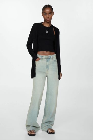 Black fine knit cardigan 2025