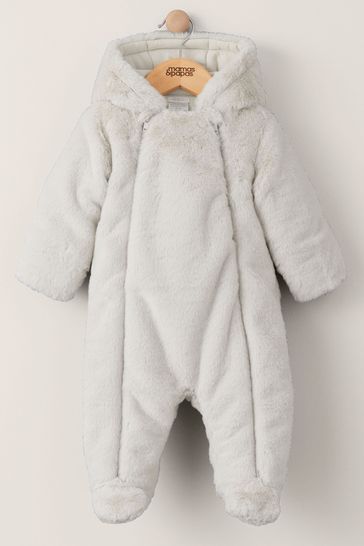 Baby Mamas Papas Grey Faux Fur Pramsuit