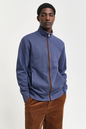 Buy GANT Blue Sacker Rib Full Zip Cardigan from Next Bahrain