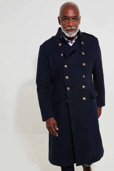 Buy Joe Browns Blue Gold Detail Wool Blend Longline Military Coat from Next Bahrain