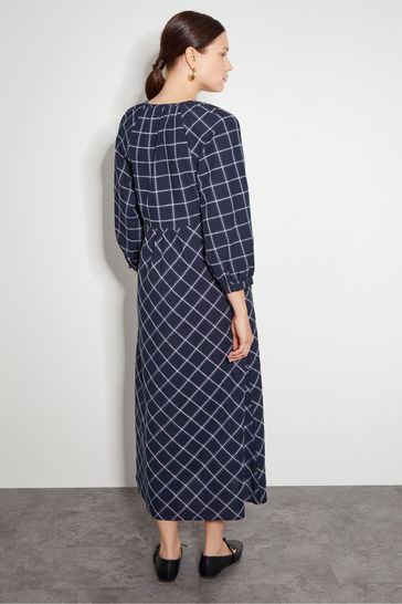 Buy Monsoon Blue Frankie Tie Front Check Print Midi Dress from Next Bahrain
