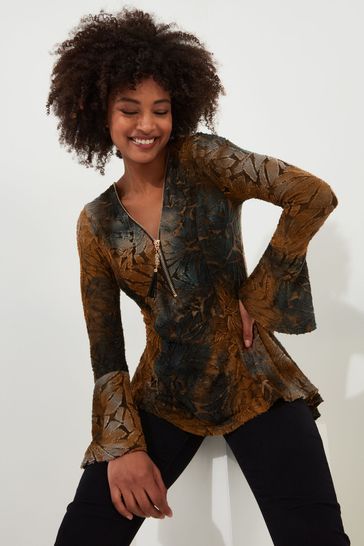 Lace zip front top cheap