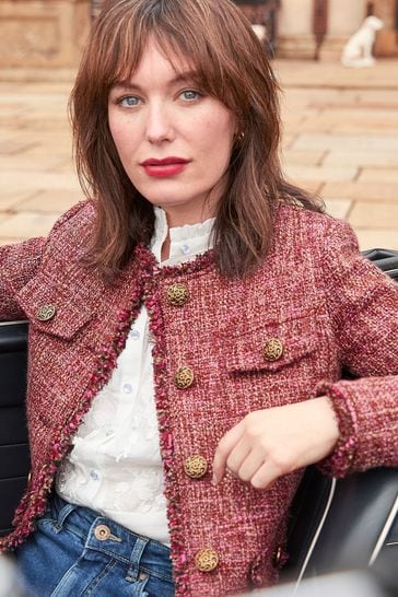 Frayed edge tweed jacket shop