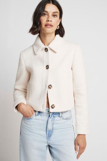 River Island Cream Cropped Trophy Jacket