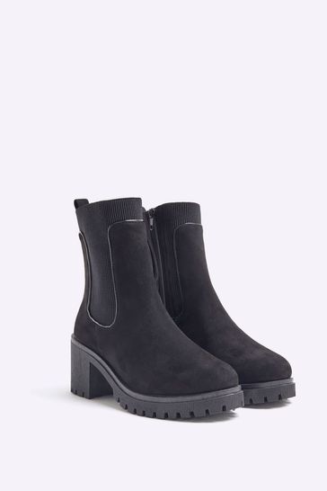 Buy River Island Black Chunky Block Heeled Boots from Next Kuwait