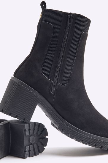 Buy River Island Black Chunky Block Heeled Boots from Next Kuwait