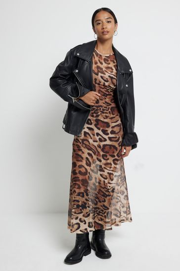 River island leopard print maxi dress discount