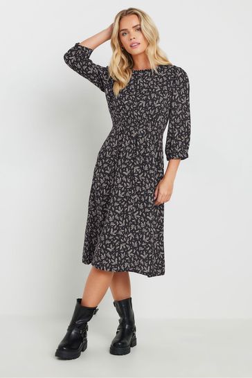 M Co Black Petite Mini Leaf Dress