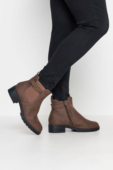 Buy Yours Curve Brown Wide Fit Extra Wide Fit Buckle Ankle Boots from Next Bahrain