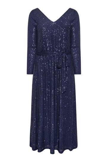 Buy Yours Curve London Sequin V Neck Long Sleeve Maxi Dress from Next Bahrain