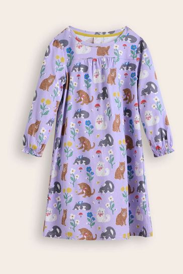 Buy Boden Purple Cats Printed Long Sleeved Nightie from Next Croatia
