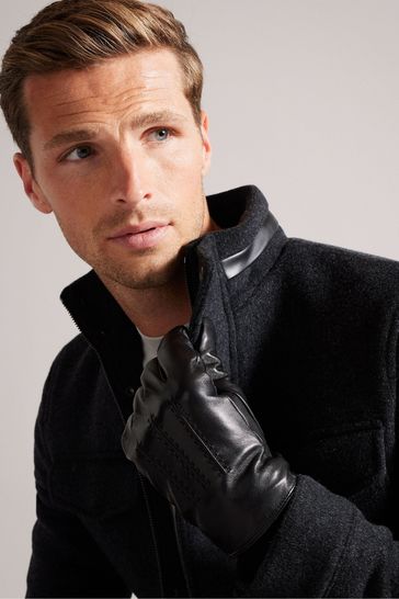 Buy Ted Baker Black Ballat Leather Gloves With Ribbed Cuff from Next Saudi Arabia