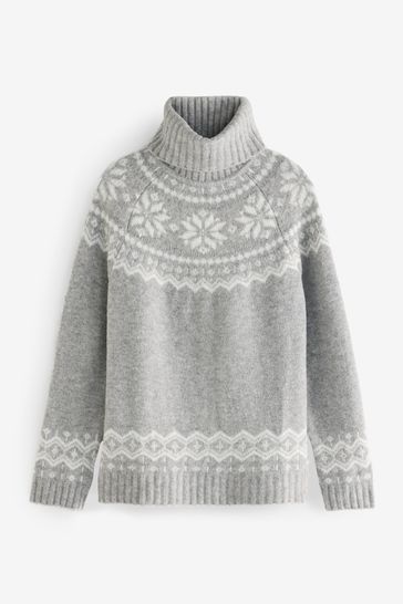 Buy The Little Tailor Snowflake Funnel Neck Chunky Christmas Jumper from Next Bahrain