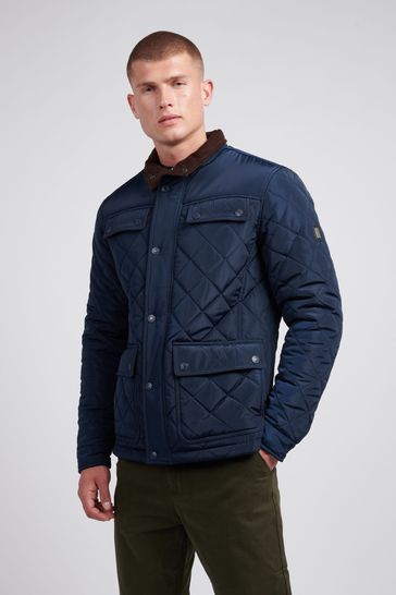 U.S. Polo Assn. Mens Diamond Quilted Funnel Black Jacket