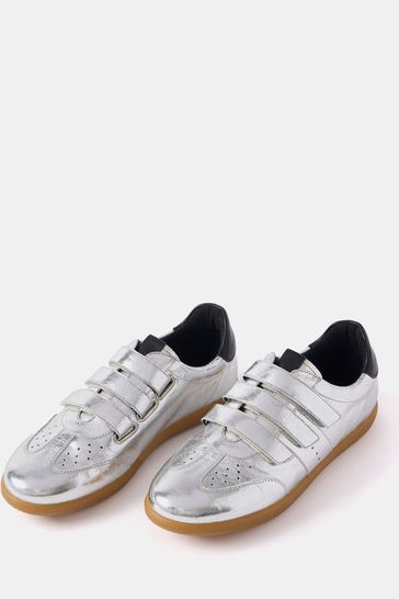Silver velcro trainers sales