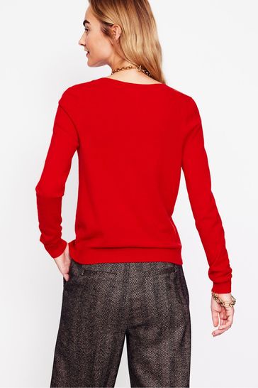 Boden Red Eva Cashmere Crew Cardigan