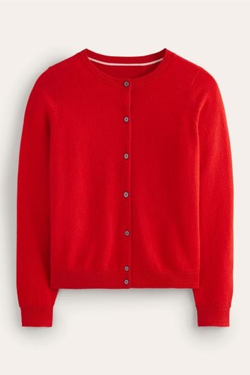 Boden Red Eva Cashmere Crew Cardigan