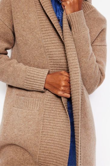 Buy Boden Cream Longline Merino Cardigan from Next Denmark