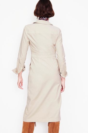 Boden Cream Flora Cord Midi Shirt Dress