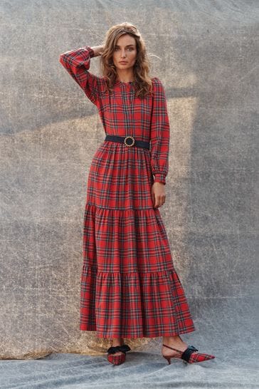 Buy Boden Red Alba Check Maxi Dress from Next Denmark