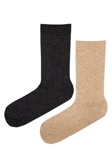 Buy Pringle Grey Textured Knit Boot Socks 2 pack from Next Bahrain