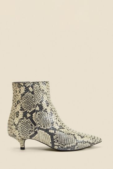 Buy Sosandar Snake Print Leather Kitten Heel Ankle Boots from Next Bahrain