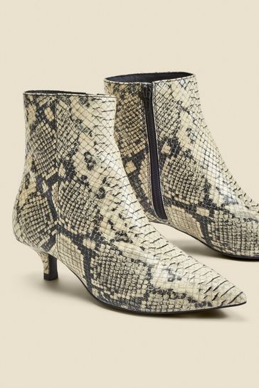 Buy Sosandar Snake Print Leather Kitten Heel Ankle Boots from Next Bahrain