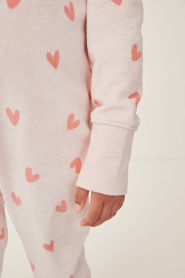 Buy The White Company Pink Organic Cotton Velour Heart Hooded Onesie from Next Turkey