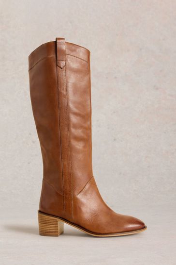 Knee high boots tan leather shop