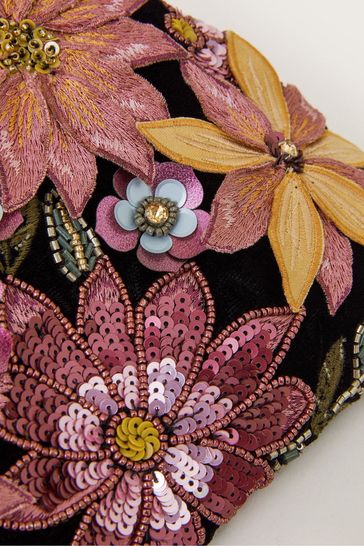 Buy Monsoon Black Flo Floral Embellished Clutch Bag from Next Turkey