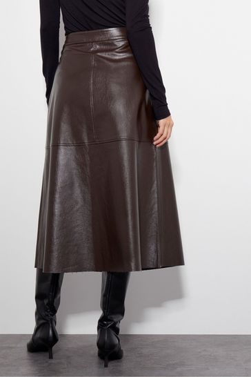 Leather midi skirt uk shop