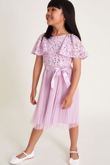 Buy Monsoon Purple Lacy Sequin Flutter Sleeve Dress from Next Denmark