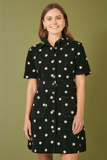 Black cord shirt dress sales