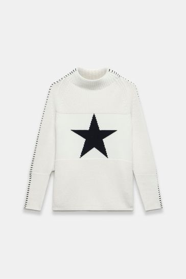 Buy Mint Velvet White Cotton Blend Star Jumper from Next Saudi Arabia