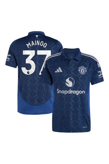 Buy adidas Blue Manchester United EPL Away Shirt 2024 25 Mainoo 37 Printing from Next Bahrain