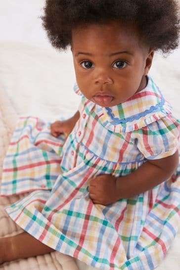 Multi Bright Gingham Baby Woven Collared Dress (0mths-2yrs)