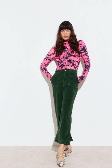 Buy Oliver Bonas Green Corduroy Cropped Wide Leg Trousers from Next Poland